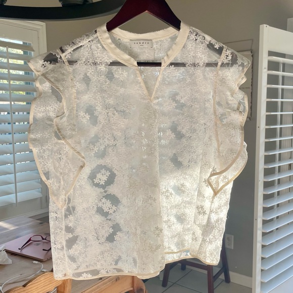 Beautiful Ivory Lace Sandro Blouse - approximately a size 6 - Picture 6 of 11